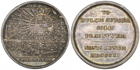Germany, Baden, Birth of Princess Luise Amalie Stephanie, 1811, silver medal, by Johann Martin Buckle, City plan of Karlsruhe, in ex., carlsruha, rev....