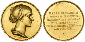 Germany, Baden, Marriage of Princess Marie Elisabeth to William Alexander, Marquess of Douglas and Clydesdale, 1843, gold medal of 3 ducats weight (?)...