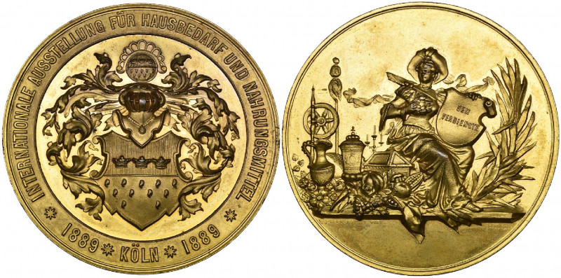 Germany, Köln, International Household Exhibition, 1889, bronze-gilt medal by Sc...