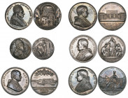 Italy, Papal States, annual silver medals (5) of Pius VII, year 23, rev., interior of the Museum Pio Chiaramonti, Gregory XVI, years 6 and 11, Pius IX...