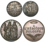 Poland, Revolution, 1830-31, bronze medal by Barre for the Paris mint, standing figures of Polonia and Marianne, rev., inscription, 51.5mm (H.Cz. 3831...