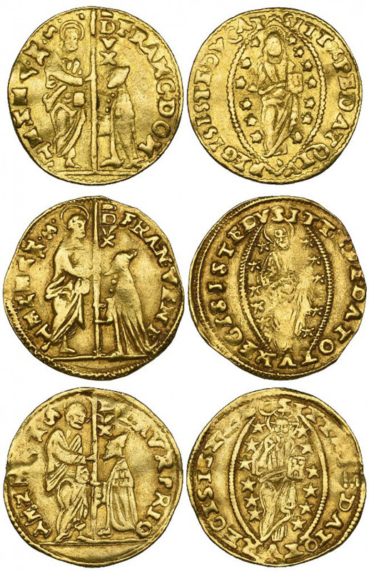 Italy, Venice, zecchini (3), Francesco Dona (1545-53), Francesco Venier (1554-56...