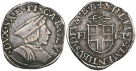 Italy, Savoy, Carlo II (1504-33), testone, type 2, Bourg en Bresse, capped bust right, rev., arms, legend commences NILDEEST and ends B.B., 9.01g (MIR...