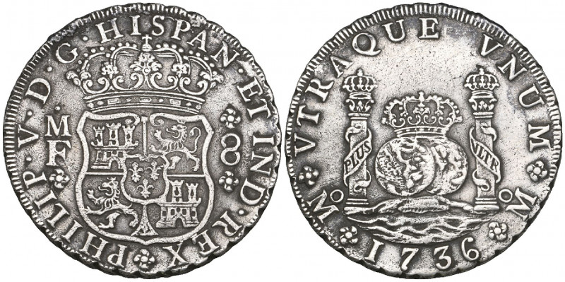 Mexico, Philip V (1700-46), 8 reales, 1736, assayers mf, 26.49g (Cal. 1445), lig...