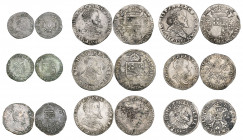 Spanish Netherlands, Philip II, fifth-filipsdaalder (5), 1566 (2-one countermarked with lion of Holland on obverse), 1571, 1576, tenth-philipddalders ...