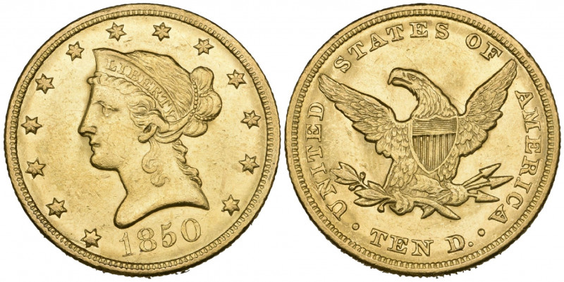 U.S.A., eagle, 1850, large date, surface knock beneath Liberty’s chin, in NGC ho...