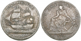 U.S.A., North American Token, 1781, in copper, Hibernia seated, rev., ship (Breen 1144), very fine

Estimate: GBP 1500-2000