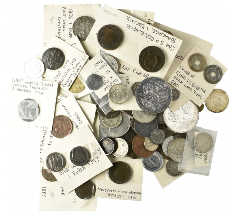 Miscellaneous world coins (95), a diverse group, some in silver, several U.S. in...