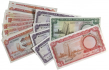 Gambia, Currency Board, 1965-70 issue, 10/- and £1 (Pick 1, 2) and Central Bank, undated issues from 1972 onwards, 1 dalasi (4) and various 5 dalasi (...