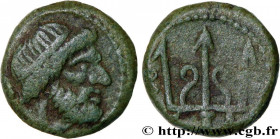 LUCANIA - PAESTUM
Type : Quadrans 
Date : c. 218-201 AC. 
Mint name / Town : Lucanie, Pæstum 
Metal : bronze 
Diameter : 13,5  mm
Orientation dies : 1...