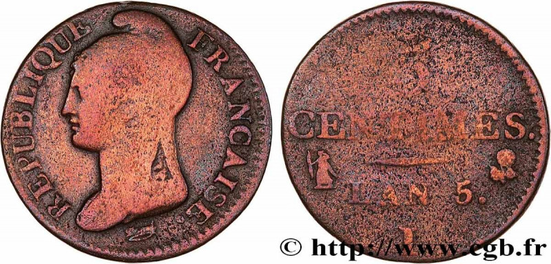 DIRECTOIRE
Type : 5 centimes Dupré, petit module 
Date : An 5 (1796-1797) 
Mint ...