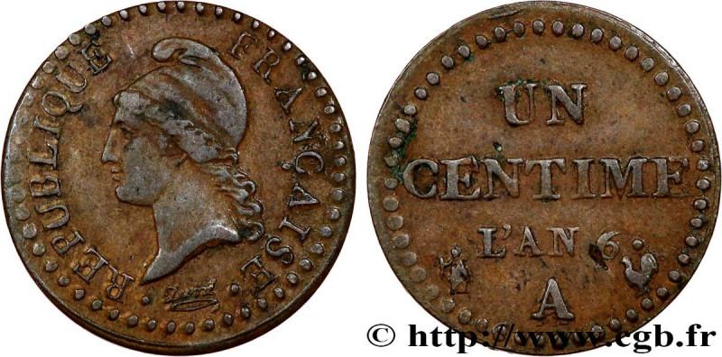 DIRECTOIRE
Type : Un centime Dupré, 6 normal, A/A 
Date : An 6 (1797-1798) 
Mint...