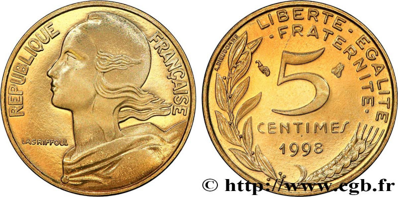 V REPUBLIC
Type : 5 centimes Marianne, BE (Belle Épreuve), 3 plis 
Date : 1998 
...