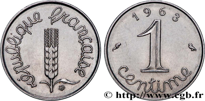 V REPUBLIC
Type : 1 centime Épi, avec rebord 
Date : 1963 
Mint name / Town : Pa...