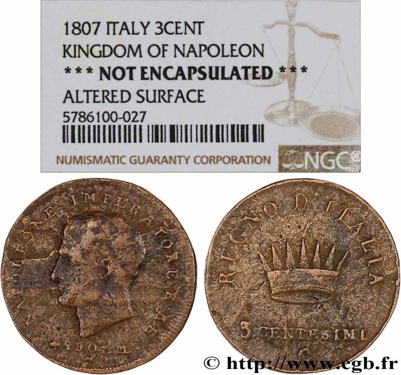 ITALY - KINGDOM OF ITALY - NAPOLEON I
Type : Épreuve 3 Centesimi 
Date : 1807 
M...