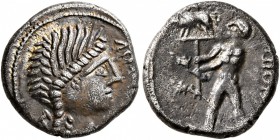 CELTIC, Central Gaul. Aedui. 50-30 BC. Quinarius (Silver, 13 mm, 1.89 g, 3 h), Dubnocoveros and Dubnorex. D[VBNO]COV Female head to right. Rev. [DVB]N...