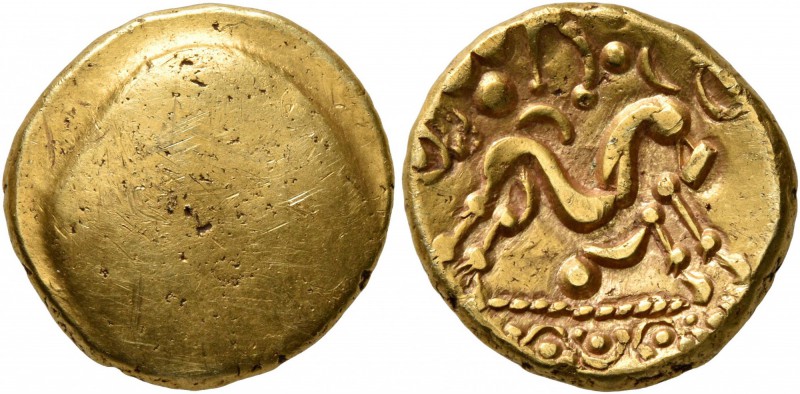 CELTIC, Northeast Gaul. Ambiani. Circa 60-50 BC. Stater (Gold, 17 mm, 6.12 g). B...