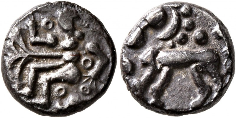 CELTIC, Northeast Gaul. Treveri. Mid 1st century BC. Quinarius (Silver, 11 mm, 1...