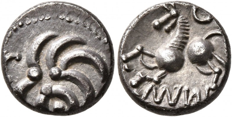 CELTIC, Central Europe. Vindelici. Mid 1st century BC. Quinarius (Silver, 11 mm,...