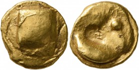 CELTIC, Central Europe. Boii. Late 2nd-early 1st century BC. Stater (Gold, 15 mm, 7.34 g), 'Muschelstater' type. Large irregular bulge. Rev. Crescent-...