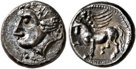 CELTIC, Middle Danube. Uncertain tribe. 2nd century BC. Obol (Silver, 10 mm, 0.93 g, 3 h), 'Kroisbach' type. Male head to left. Rev. Pegasus walking l...