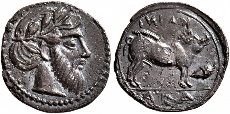 SICILY. Abakainon. Circa 430-420 BC. Litra (Silver, 12 mm, 0.56 g, 5 h). Laureat...