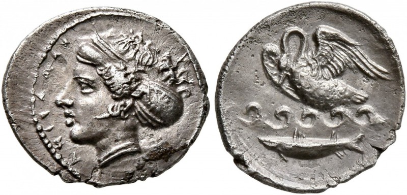 SICILY. Kamarina. Circa 410-405 BC. Litra (Silver, 13 mm, 0.93 g, 1 h). ΚΑΜΑΡΙΝΑ...
