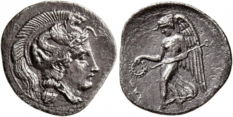 SICILY. Kamarina. Circa 405 BC. Litra (Silver, 12 mm, 0.72 g, 11 h). Head of Ath...