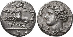 SICILY. Syracuse. Dionysios I , 405-367 BC. Dekadrachm (Silver, 34 mm, 42.99 g, 11 h), signed by Euainetos, circa 405-400. Charioteer driving quadriga...