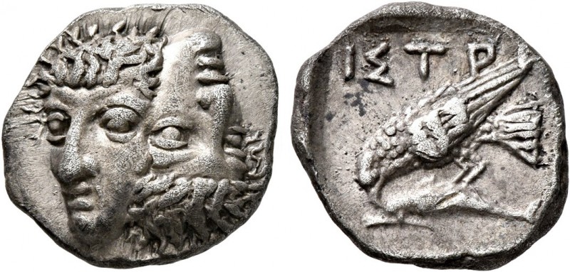 MOESIA. Istros. Late 5th century BC. Drachm (Silver, 19 mm, 6.68 g, 12 h). Two f...