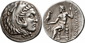 KINGS OF MACEDON. Alexander III ‘the Great’, 336-323 BC. Drachm (Silver, 19 mm, 4.26 g, 7 h), Miletos, circa 295-275. Head of Herakles to right, weari...