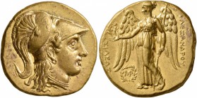 KINGS OF MACEDON. Alexander III ‘the Great’, 336-323 BC. Stater (Gold, 18 mm, 8.55 g, 3 h), Babylon I, struck under Seleukos I, circa 311-305 BC. Head...