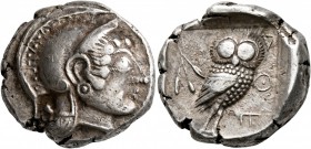 ATTICA. Athens. Circa 500/490-485/0 BC. Tetradrachm (Silver, 22 mm, 17.15 g, 7 h). Head of Athena to right, wearing crested Attic helmet and circular ...