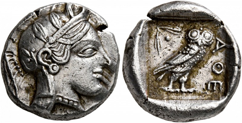ATTICA. Athens. Circa 430s-420s BC. Drachm (Silver, 15 mm, 4.25 g, 12 h). Head o...
