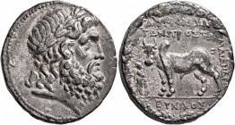 CARIA. Antioch ad Maeandrum. Circa 165-145. Tetradrachm (Silver, 27 mm, 15.99 g, 12 h), Eunikos, magistrate. Laureate head of Zeus to right. Rev. ANTI...