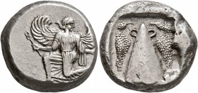 CARIA. Kaunos. Circa 430-410 BC. Stater (Silver, 20 mm, 11.54 g, 12 h). Winged female figure in kneeling-running stance left, head to right, holding k...