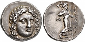 SATRAPS OF CARIA. Maussolos, circa 377/6-353/2 BC. Tetradrachm (Silver, 23 mm, 15.29 g, 1 h), Halikarnassos. Laureate head of Apollo facing slightly t...