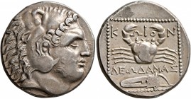 ISLANDS OFF CARIA, Kos. Circa 285-258 BC. Tetradrachm (Silver, 25 mm, 14.99 g, 1 h), Leodamas, magistrate. Head of Herakles to right, wearing lion ski...