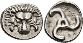 DYNASTS OF LYCIA. Perikles, circa 380-360 BC. 1/3 Stater (Silver, 15 mm, 2.84 g). Facing lion's scalp. Rev. &#66195;&#66177;-&#66197;&#66182;-&#66187;...