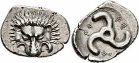 DYNASTS OF LYCIA. Perikles, circa 380-360 BC. 1/3 Stater (Silver, 19 mm, 2.84 g). Facing lion's scalp. Rev. &#66195;&#66177;-&#66197;&#66182;-&#66187;...