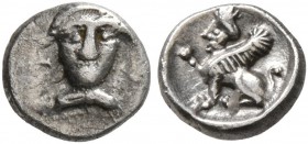 CILICIA. Uncertain. 4th century BC. Hemiobol (Silver, 6 mm, 0.19 g, 6 h). Draped male head facing. Rev. Sphinx seated to left, raising right forepaw. ...