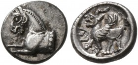 CILICIA. Uncertain. 4th century BC. Hemiobol (Silver, 8 mm, 0.34 g, 2 h). Forepart of a horse to left. Rev. &#67649;&#67659; ('bl' in Aramaic) Winged ...