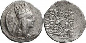 KINGS OF ARMENIA. Tigranes II ‘the Great’, 95-56 BC. Drachm (Silver, 20 mm, 3.94 g, 1 h), Artaxata, RY 36, month Λ = 60 BC. Draped bust of Tigranes II...