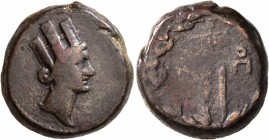 SOPHENE. Artagigarta. Octachalkon (Bronze, 22 mm, 14.83 g, 12 h), CY 8 = 57/6 BC. Draped and turreted bust of the city-goddess to right. Rev. Wreath w...