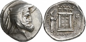 KINGS OF PERSIS. Oborzos (Vabharz), early-mid 2nd century BC. Tetradrachm (Silver, 28 mm, 16.54 g, 6 h), Istakhr (Persepolis). Head of Vadfradad II to...