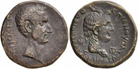 BITHYNIA. Nicaea. Augustus , 27 BC-AD 14. Assarion (Orichalcum, 20 mm, 7.02 g, 1 h), Thorius Flaccus, proconsul, circa 25 BC. NIKAIEΩN Bare head of Th...