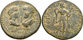 PAMPHYLIA. Perge. Gallienus, with Salonina , 253-268. 10 Assaria (Bronze, 38 mm, 33.80 g, 12 h), 253-260. AY K ΠO ΛI ΓAΛΛIHNON / KOPNHΛIA CA/ΛΩNINA Dr...