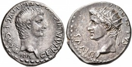CAPPADOCIA. Caesaraea-Eusebia. Germanicus, with Divus Augustus , Caesar, 15 BC-AD 19. Drachm (Silver, 17 mm, 3.86 g, 11 h), circa 33-34. GERMANICVS•CA...