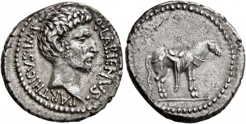 Quintus Labienus Parthicus, † 39 BC. Denarius (Silver, 18 mm, 3.70 g, 6 h), unce...
