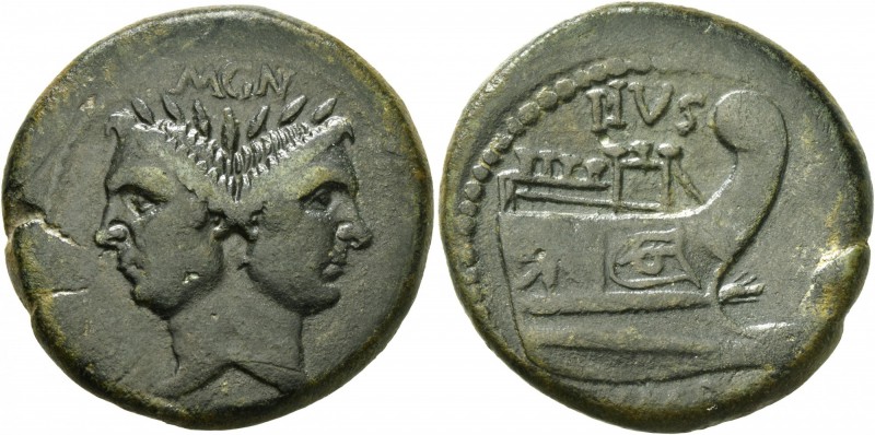 Sextus Pompey, † 35 BC. As (Bronze, 31 mm, 22.08 g, 1 h), Sicily, circa 42-38. L...